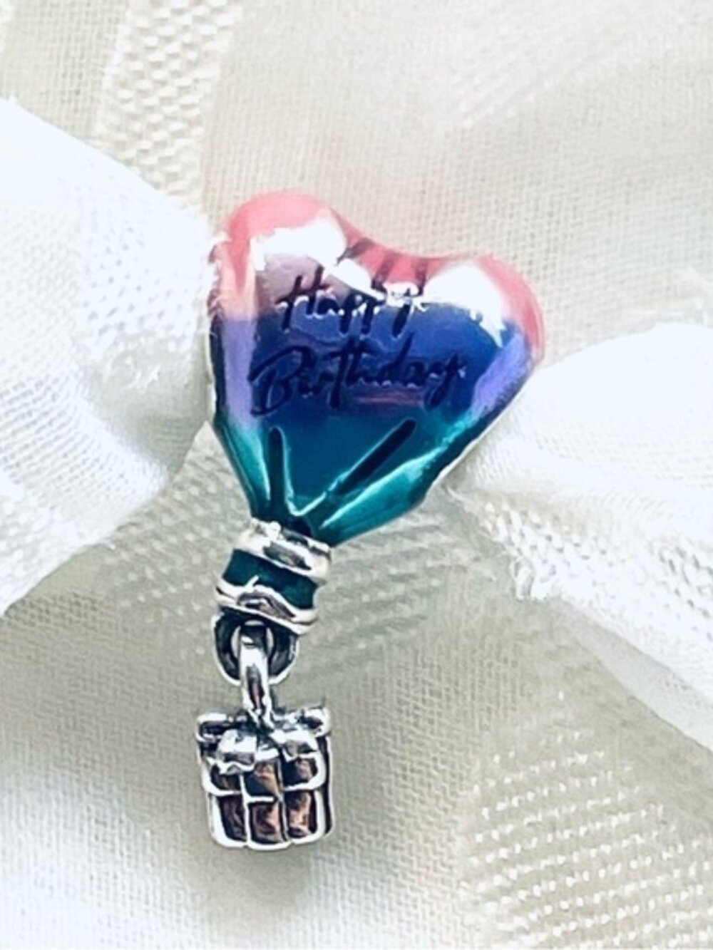 🎉🎈 NWOT Happy Birthday Heart Hot Air Balloon Charm ✨💖